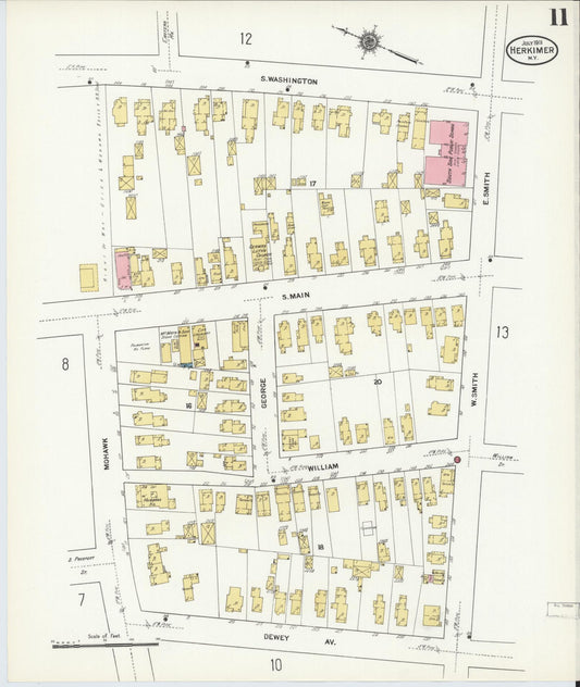 Sanborn Fire Insurance Map from Herkimer, Herkimer County, New York (1911), Sheet #0011 - Historic Sanborn Fire Insurance Map Print, vintage old map wall art, antique decor, genealogy gift, New York New York map
