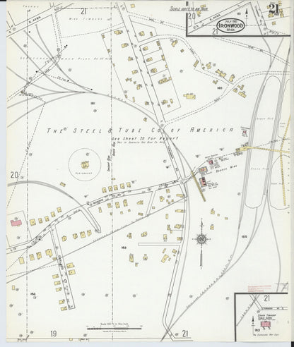 Sanborn Fire Insurance Map from Ironwood, Gogebic County, Michigan (1921), Sheet #0021 - Complete Map Set gallery image, historic Sanborn map, vintage wall art, Michigan Michigan