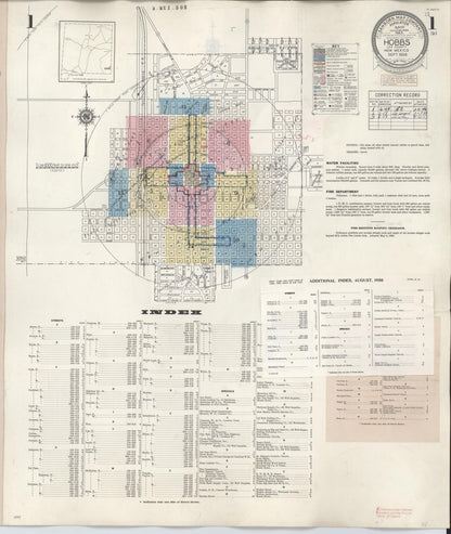 Sanborn Fire Insurance Map from Hobbs, Lea County, New Mexico (1950), Sheet #0001 - Complete Map Set gallery image, historic Sanborn map, vintage wall art, New Mexico New Mexico
