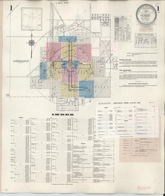 Sanborn Fire Insurance Map from Hobbs, Lea County, New Mexico (1950), Sheet #0001 - Complete Map Set gallery image, historic Sanborn map, vintage wall art, New Mexico New Mexico