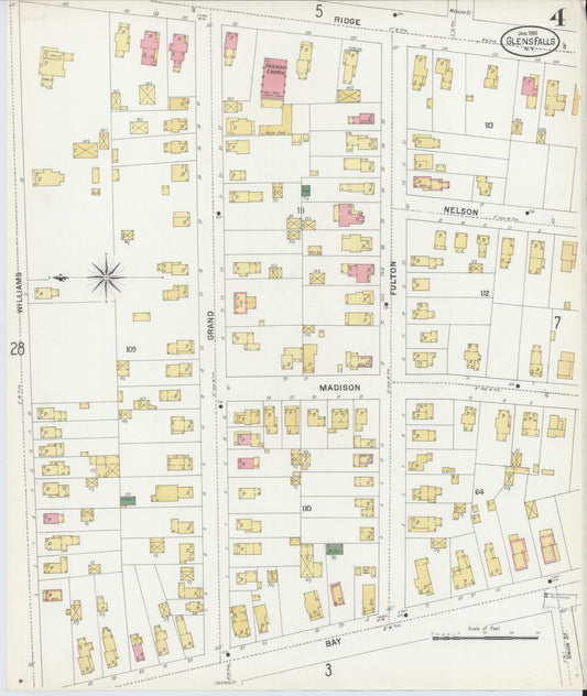 Sanborn Fire Insurance Map from Glens Falls, Warren County, New York (1901), Sheet #0004 - Historic Sanborn Fire Insurance Map Print, vintage old map wall art, antique decor, genealogy gift, New York New York map