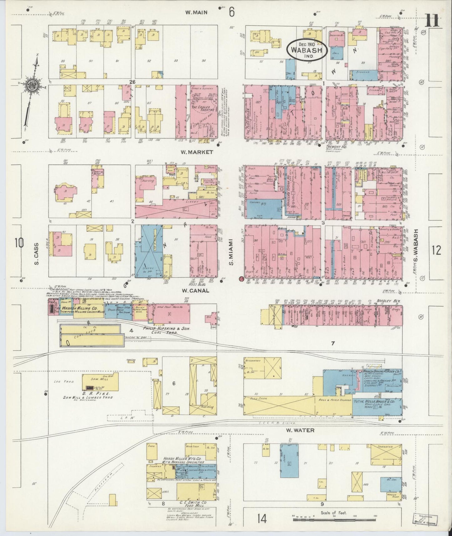 Sanborn Fire Insurance Map from Wabash, Wabash County, Indiana (1910), Sheet #0011 - Historic Sanborn Fire Insurance Map Print, vintage old map wall art, antique decor, genealogy gift, Indiana Indiana map