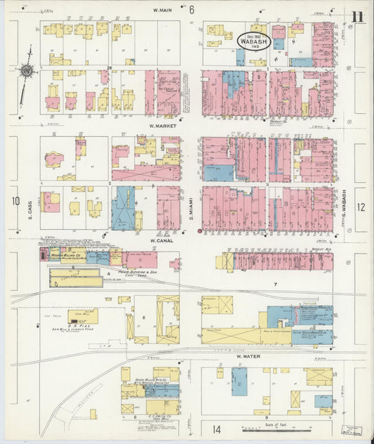 Sanborn Fire Insurance Map from Wabash, Wabash County, Indiana (1910), Sheet #0011 - Historic Sanborn Fire Insurance Map Print, vintage old map wall art, antique decor, genealogy gift, Indiana Indiana map