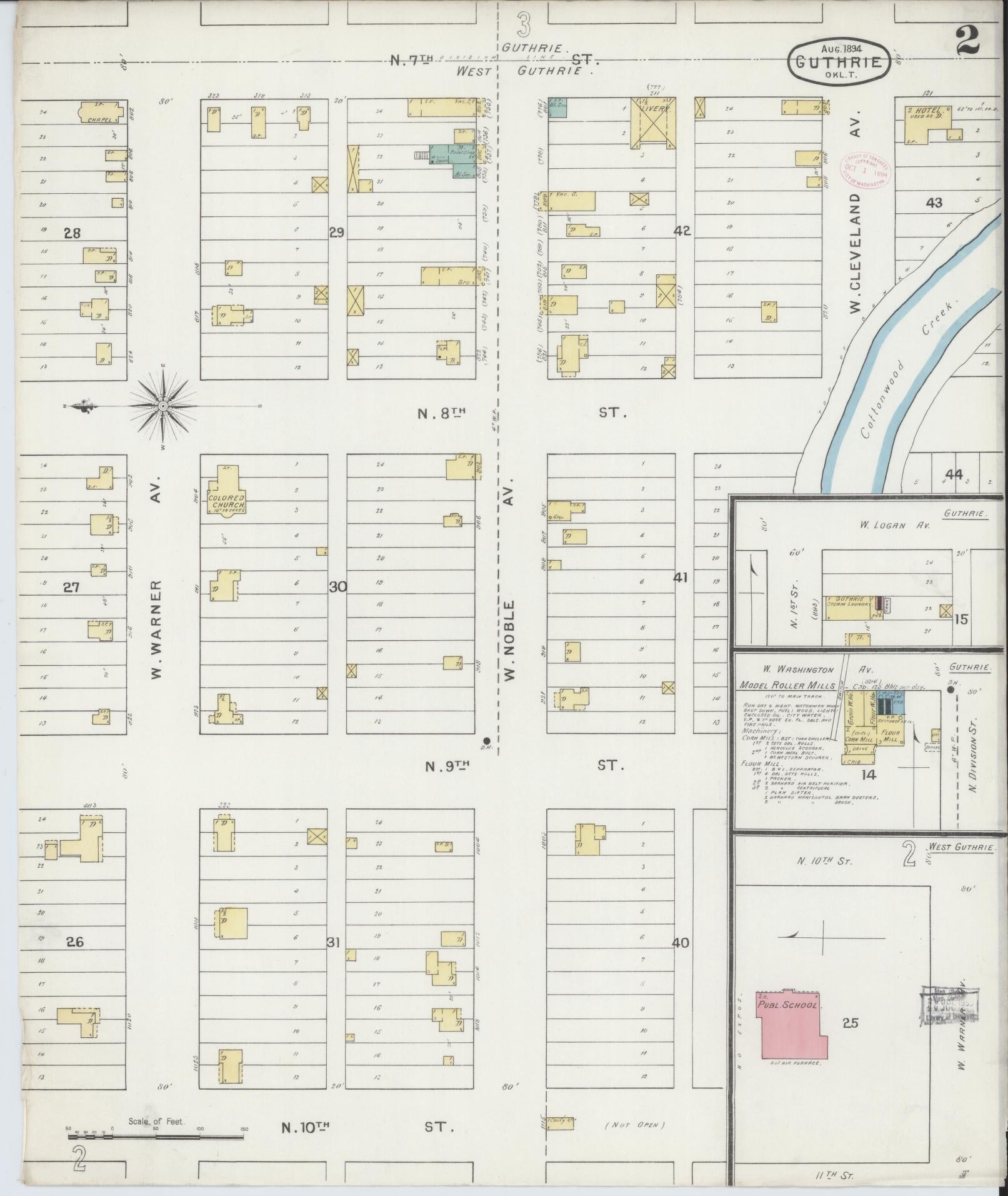 Sanborn Fire Insurance Map from Guthrie, Logan County, Oklahoma (1894), Sheet #0002 - Historic Sanborn Fire Insurance Map Print, vintage old map wall art, antique decor, genealogy gift, Oklahoma Oklahoma map