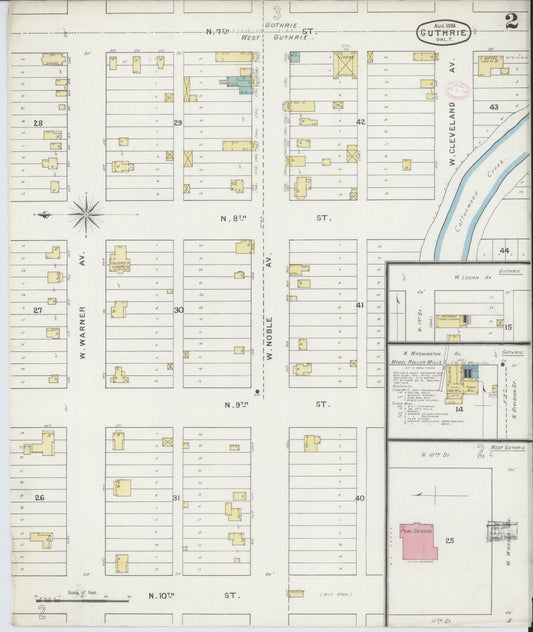 Sanborn Fire Insurance Map from Guthrie, Logan County, Oklahoma (1894), Sheet #0002 - Historic Sanborn Fire Insurance Map Print, vintage old map wall art, antique decor, genealogy gift, Oklahoma Oklahoma map