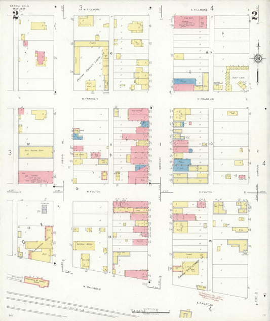 Sanborn Fire Insurance Map from Akron, Washington County, Colorado (1937), Sheet #0002 - Historic Sanborn Fire Insurance Map Print, vintage old map wall art, antique decor, genealogy gift, Colorado Colorado map