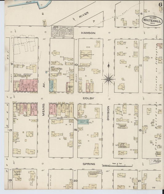 Sanborn Fire Insurance Map from Montague, Muskegon County, Michigan (1883), Sheet #0006 - Historic Sanborn Fire Insurance Map Print, vintage old map wall art, antique decor, genealogy gift, Michigan Michigan map
