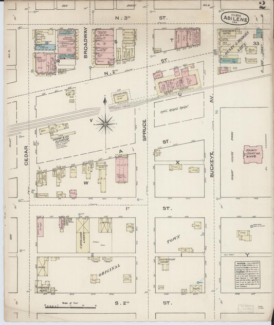 Sanborn Fire Insurance Map from Abilene, Dickinson County, Kansas (1884), Sheet #0002 - Historic Sanborn Fire Insurance Map Print, vintage old map wall art, antique decor, genealogy gift, Kansas Kansas map