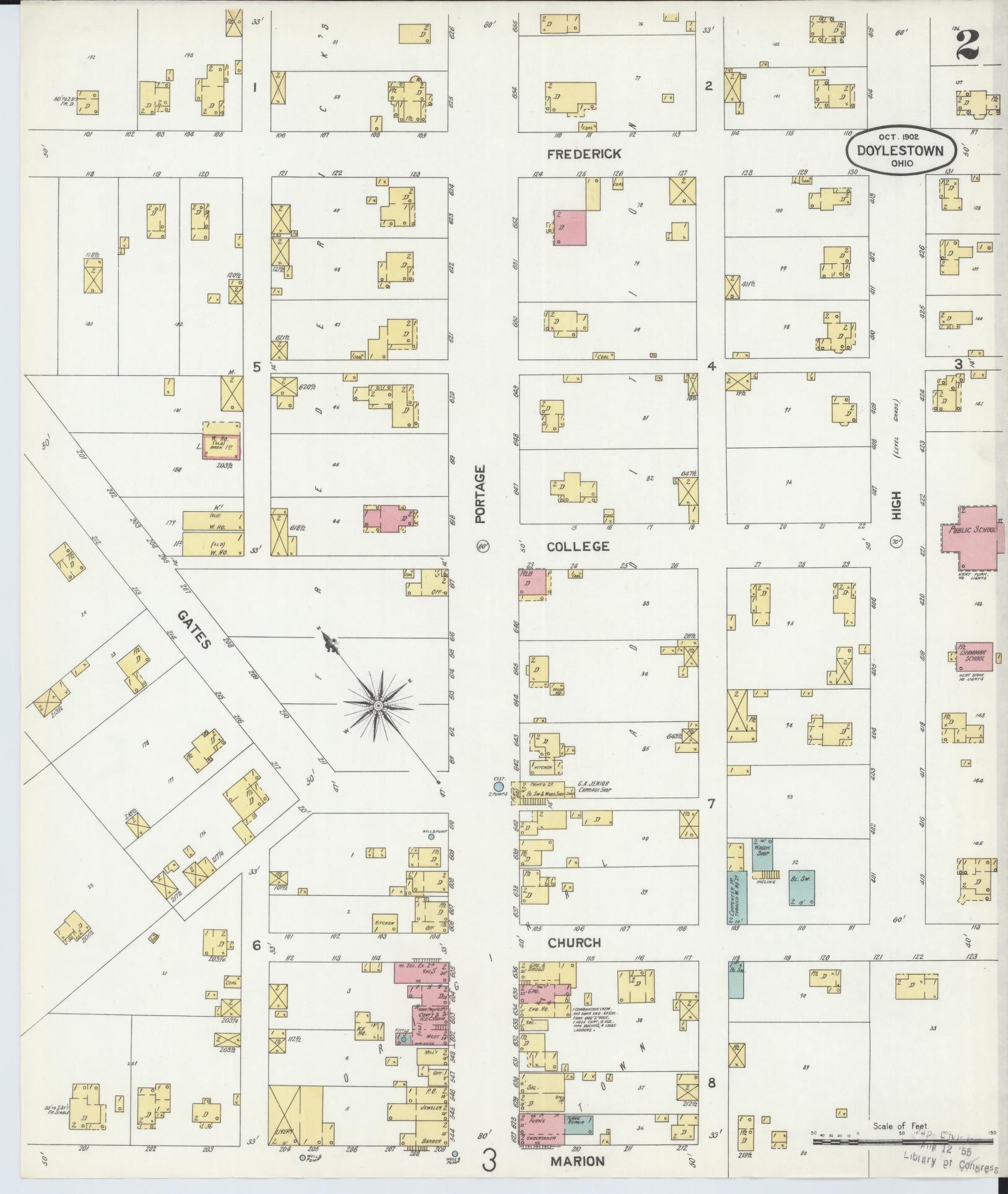 Sanborn Fire Insurance Map from Doylestown, Wayne County, Ohio (1902), Sheet #0002 - Complete Map Set gallery image, historic Sanborn map, vintage wall art, Ohio Ohio