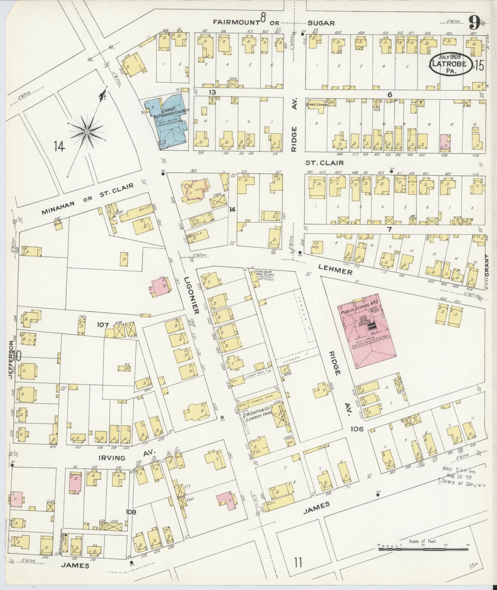 Sanborn Fire Insurance Map from Latrobe, Westmoreland County, Pennsylvania (1909), Sheet #0009 - Complete Map Set gallery image, historic Sanborn map, vintage wall art, Pennsylvania Pennsylvania