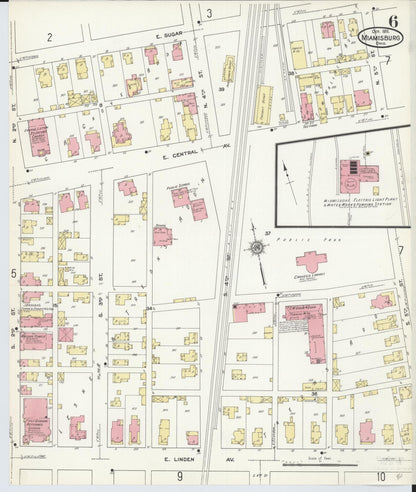 Sanborn Fire Insurance Map from Miamisburg, Montgomery County, Ohio (1911), Sheet #0006 - Historic Sanborn Fire Insurance Map Print, vintage old map wall art, antique decor, genealogy gift, Ohio Ohio map