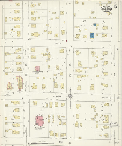 Sanborn Fire Insurance Map from Hudson, St. Croix County, Wisconsin (1912), Sheet #0005 - Complete Map Set gallery image, historic Sanborn map, vintage wall art, Wisconsin Wisconsin
