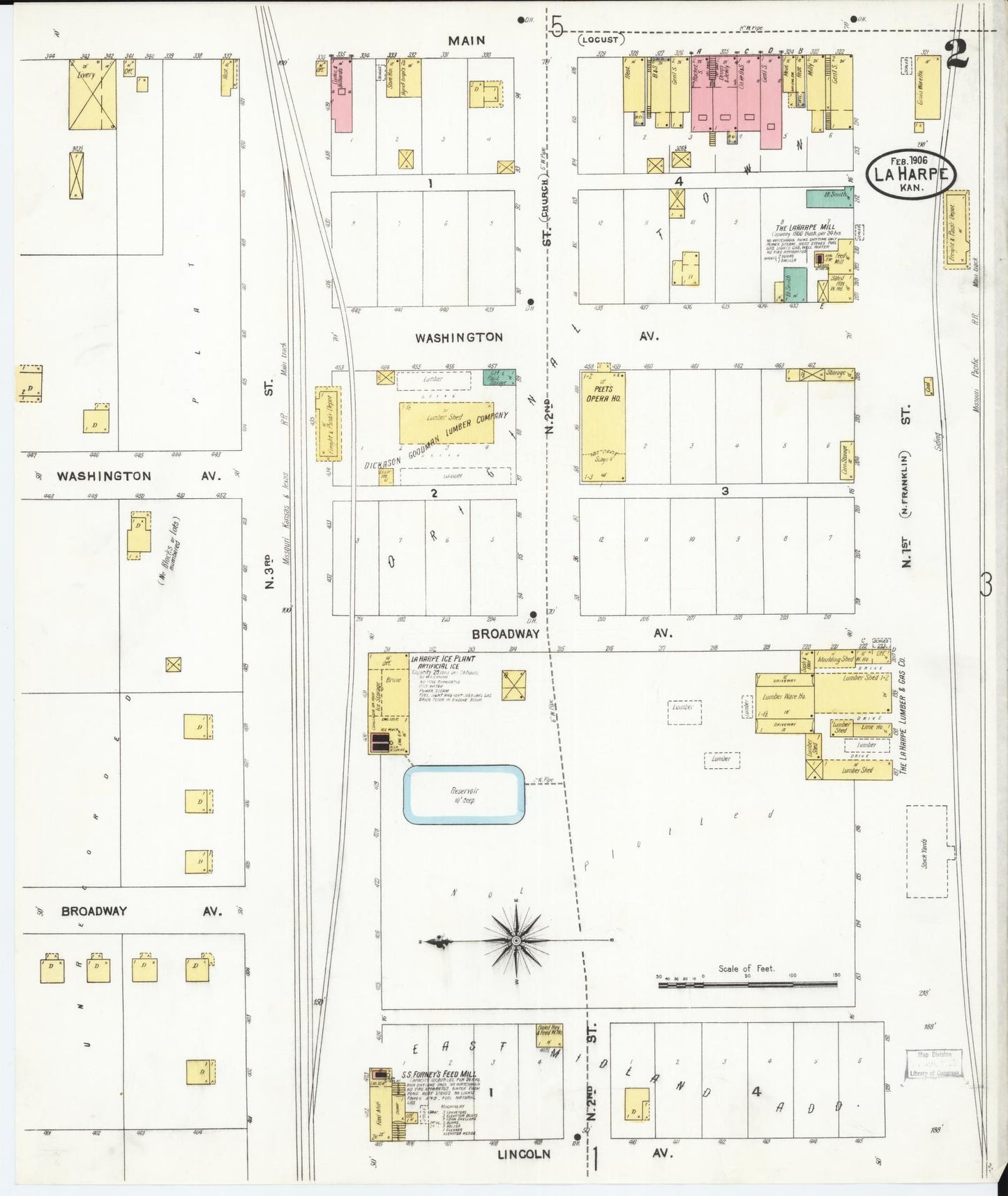 Sanborn Fire Insurance Map from La Harpe, Allen County, Kansas (1906), Sheet #0002 - Complete Map Set gallery image, historic Sanborn map, vintage wall art, Kansas Kansas