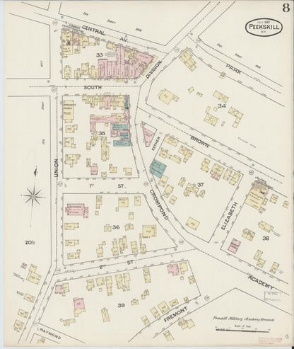 Sanborn Fire Insurance Map from Peekskill, Westchester County, New York (1887), Sheet #0008 - Complete Map Set gallery image, historic Sanborn map, vintage wall art, New York New York