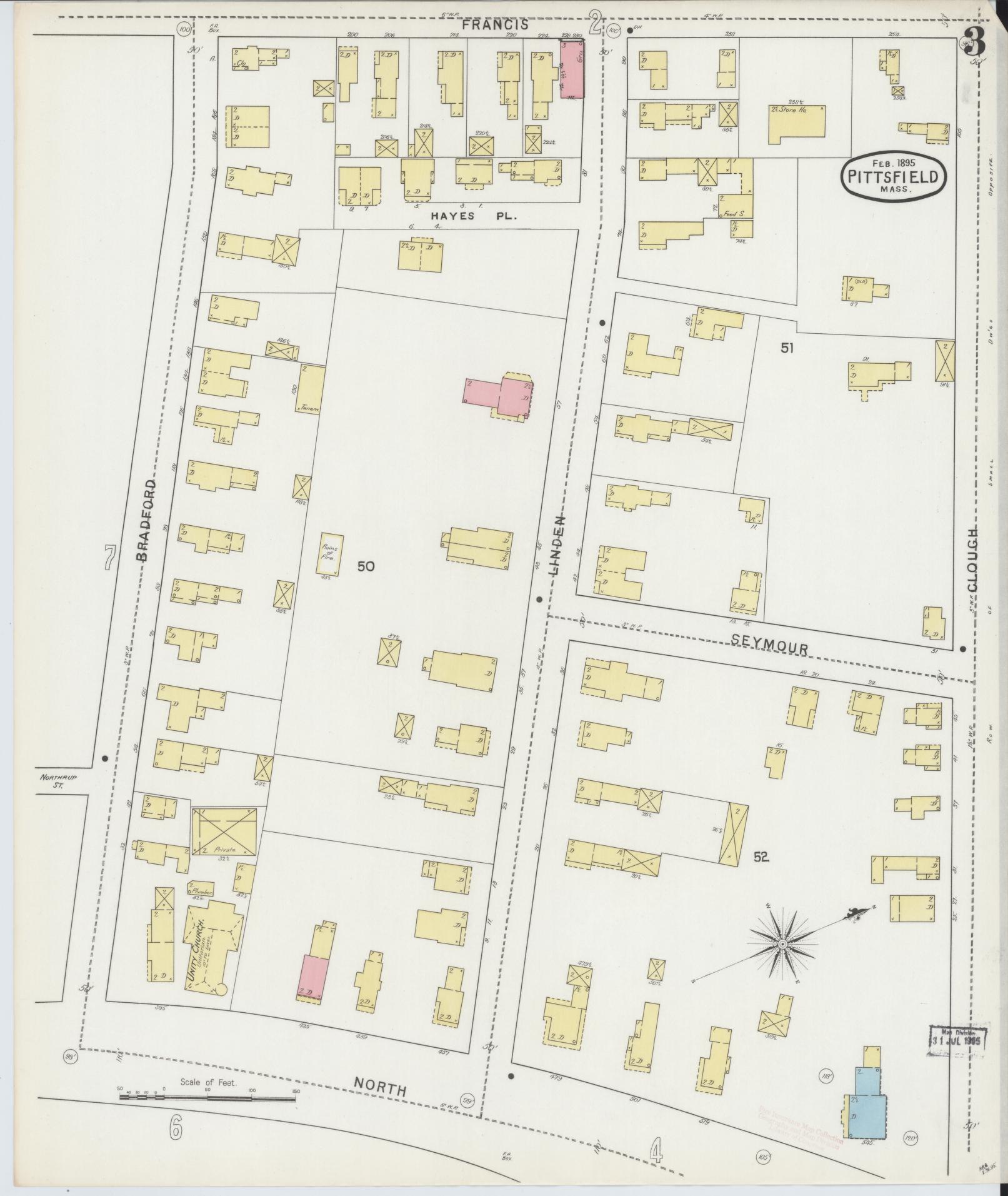 Sanborn Fire Insurance Map from Pittsfield, Berkshire County, Massachusetts (1895), Sheet #0003 - Complete Map Set gallery image, historic Sanborn map, vintage wall art, Massachusetts Massachusetts