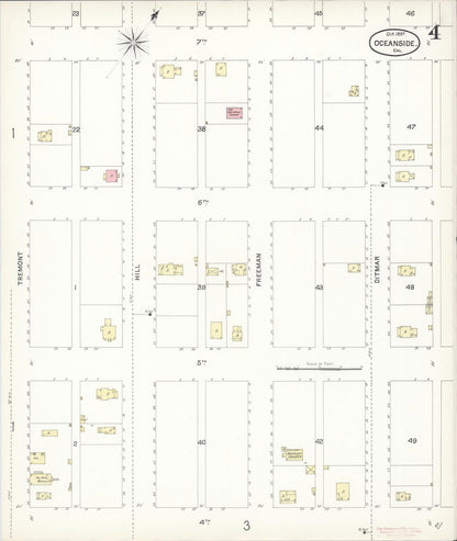 Sanborn Fire Insurance Map from Oceanside, San Diego County, California (1897), Sheet #0004 - Complete Map Set gallery image, historic Sanborn map, vintage wall art, California California