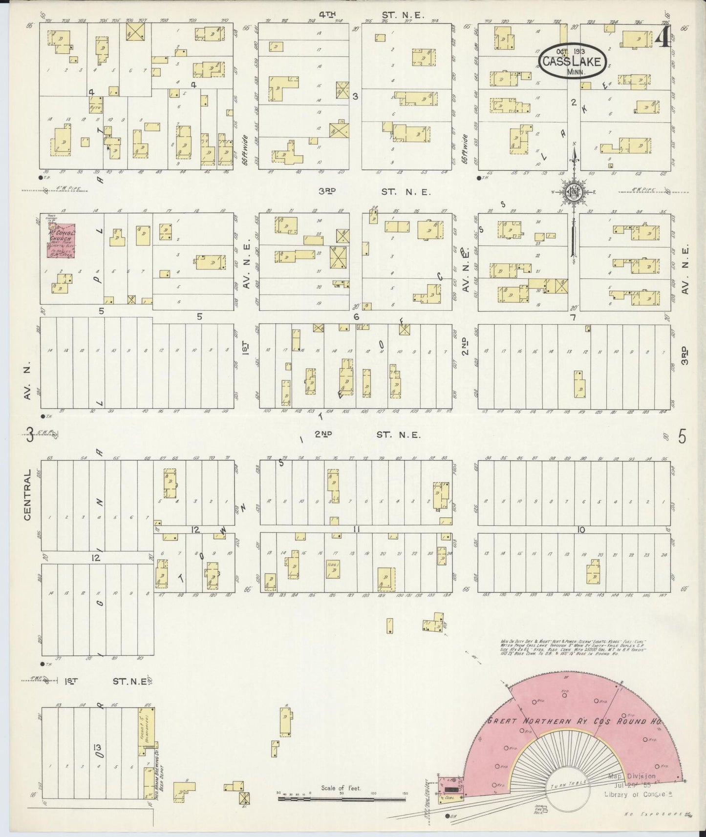 Sanborn Fire Insurance Map from Cass Lake, Cass County, Minnesota (1913), Sheet #0004 - Complete Map Set gallery image, historic Sanborn map, vintage wall art, Minnesota Minnesota