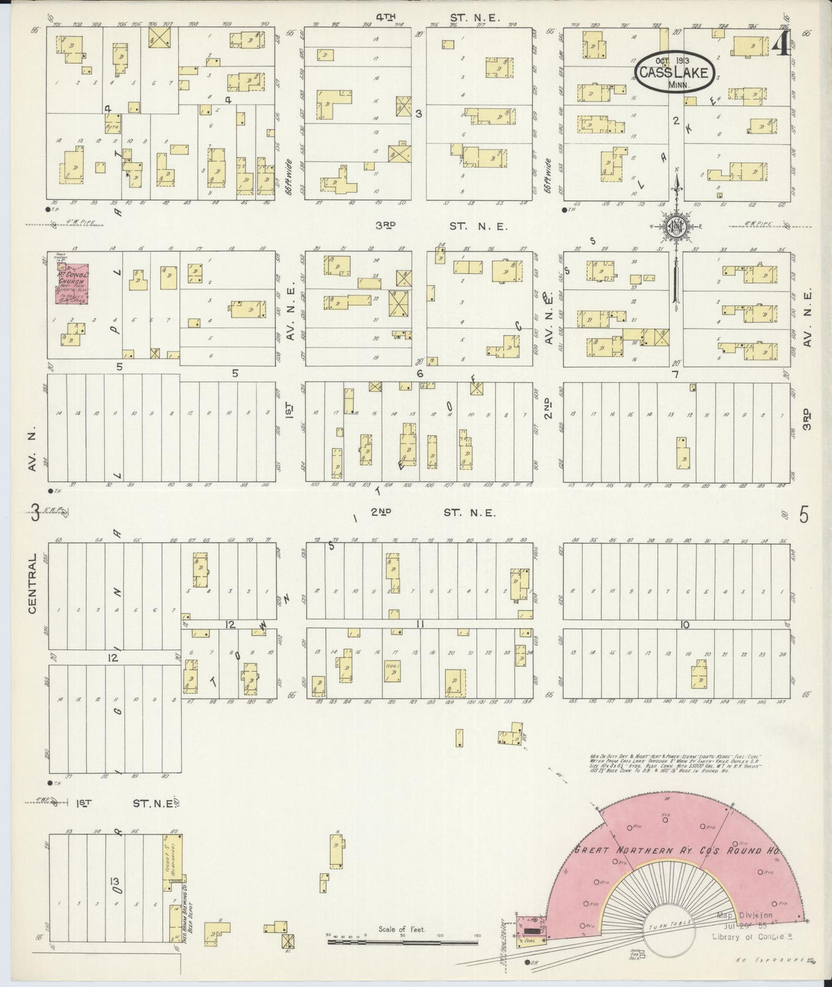 Sanborn Fire Insurance Map from Cass Lake, Cass County, Minnesota (1913), Sheet #0004 - Complete Map Set gallery image, historic Sanborn map, vintage wall art, Minnesota Minnesota