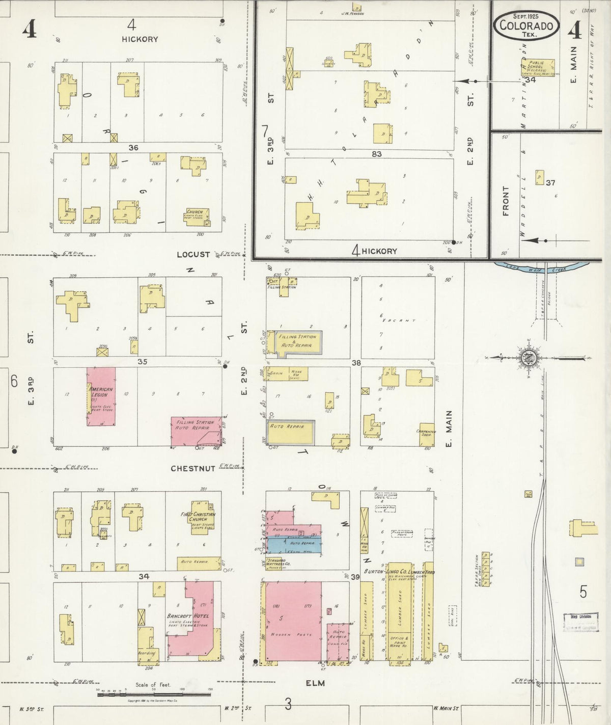 Sanborn Fire Insurance Map from Colorado, Mitchell County, Texas (1925), Sheet #0004 - Complete Map Set gallery image, historic Sanborn map, vintage wall art, Texas Texas