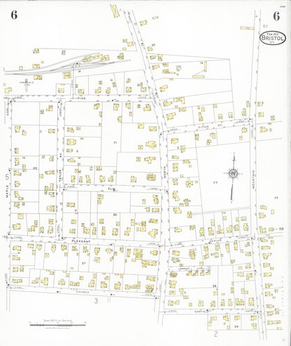 Sanborn Fire Insurance Map from Bristol, Addison County, Vermont (1927), Sheet #0006 - Complete Map Set gallery image, historic Sanborn map, vintage wall art, Vermont Vermont