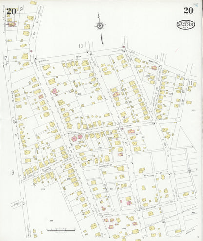 Sanborn Fire Insurance Map from Gadsden, Etowah County, Alabama (1930), Sheet #0020 - Complete Map Set gallery image, historic Sanborn map, vintage wall art, Alabama Alabama