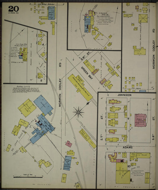Sanborn Fire Insurance Map from La Crosse, La Crosse County, Wisconsin (1891), Sheet #0020 - Historic Sanborn Fire Insurance Map Print, vintage old map wall art, antique decor, genealogy gift, Wisconsin Wisconsin map