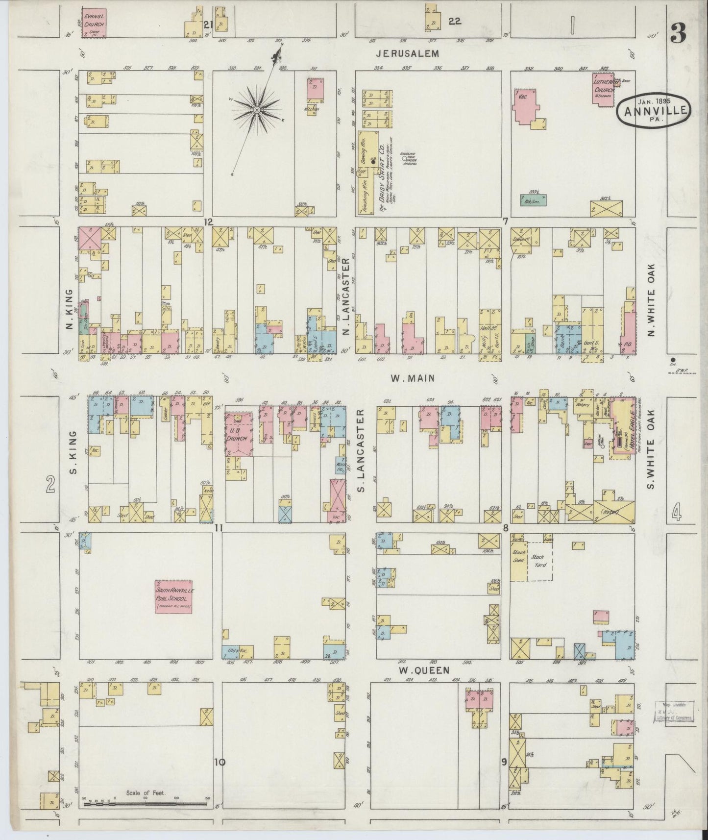 Sanborn Fire Insurance Map from Annville, Lebanon County, Pennsylvania (1895), Sheet #0003 - Complete Map Set gallery image, historic Sanborn map, vintage wall art, Pennsylvania Pennsylvania