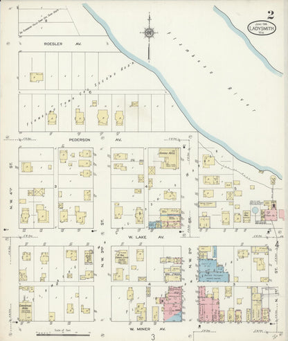 Sanborn Fire Insurance Map from Ladysmith, Rusk County, Wisconsin (1914), Sheet #0002 - Complete Map Set gallery image, historic Sanborn map, vintage wall art, Wisconsin Wisconsin