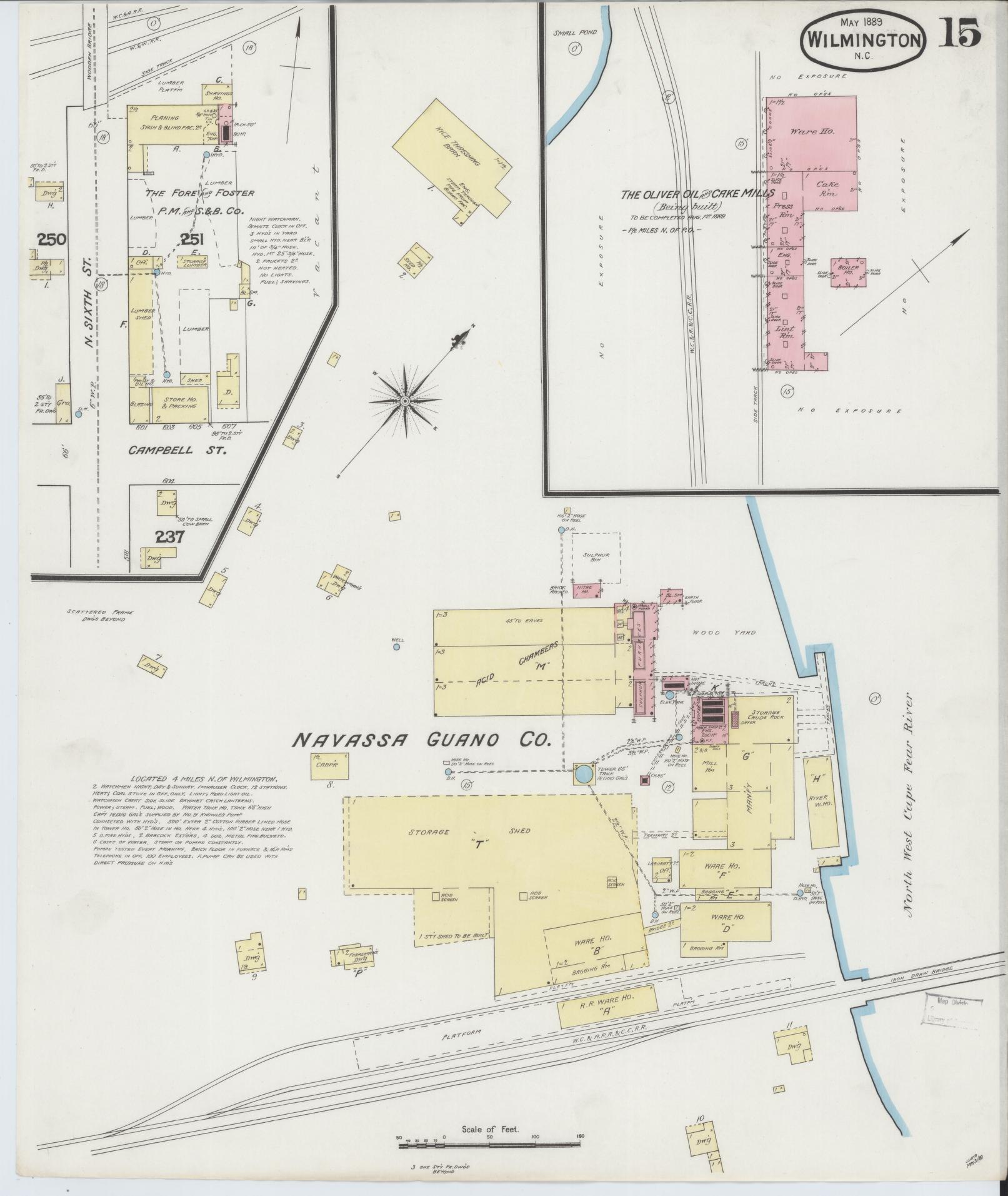 Sanborn Fire Insurance Map from Wilmington, New Hanover County, North Carolina (1889), Sheet #0015 - Complete Map Set gallery image, historic Sanborn map, vintage wall art, North Carolina North Carolina
