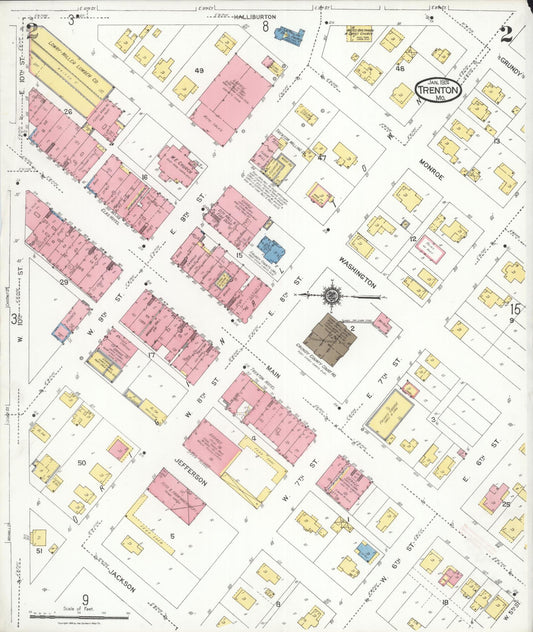 Sanborn Fire Insurance Map from Trenton, Grundy County, Missouri (1924), Sheet #0002 - Historic Sanborn Fire Insurance Map Print, vintage old map wall art, antique decor, genealogy gift, Missouri Missouri map
