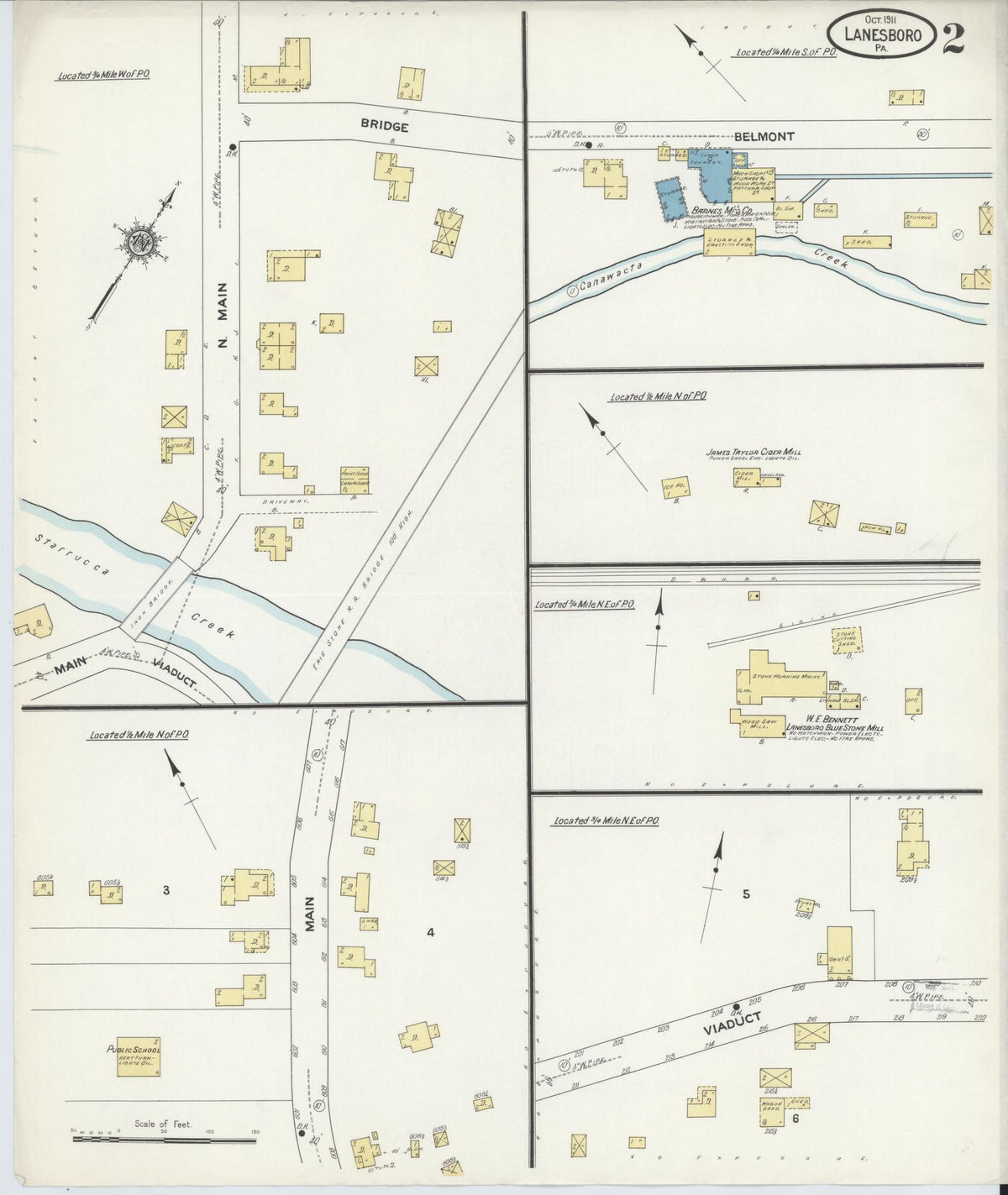 Sanborn Fire Insurance Map from Lanesboro, Susquehanna County, Pennsylvania (1911), Sheet #0002 - Complete Map Set gallery image, historic Sanborn map, vintage wall art, Pennsylvania Pennsylvania