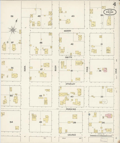Sanborn Fire Insurance Map from Ukiah, Mendocino County, California (1888), Sheet #0004 - Complete Map Set gallery image, historic Sanborn map, vintage wall art, California California
