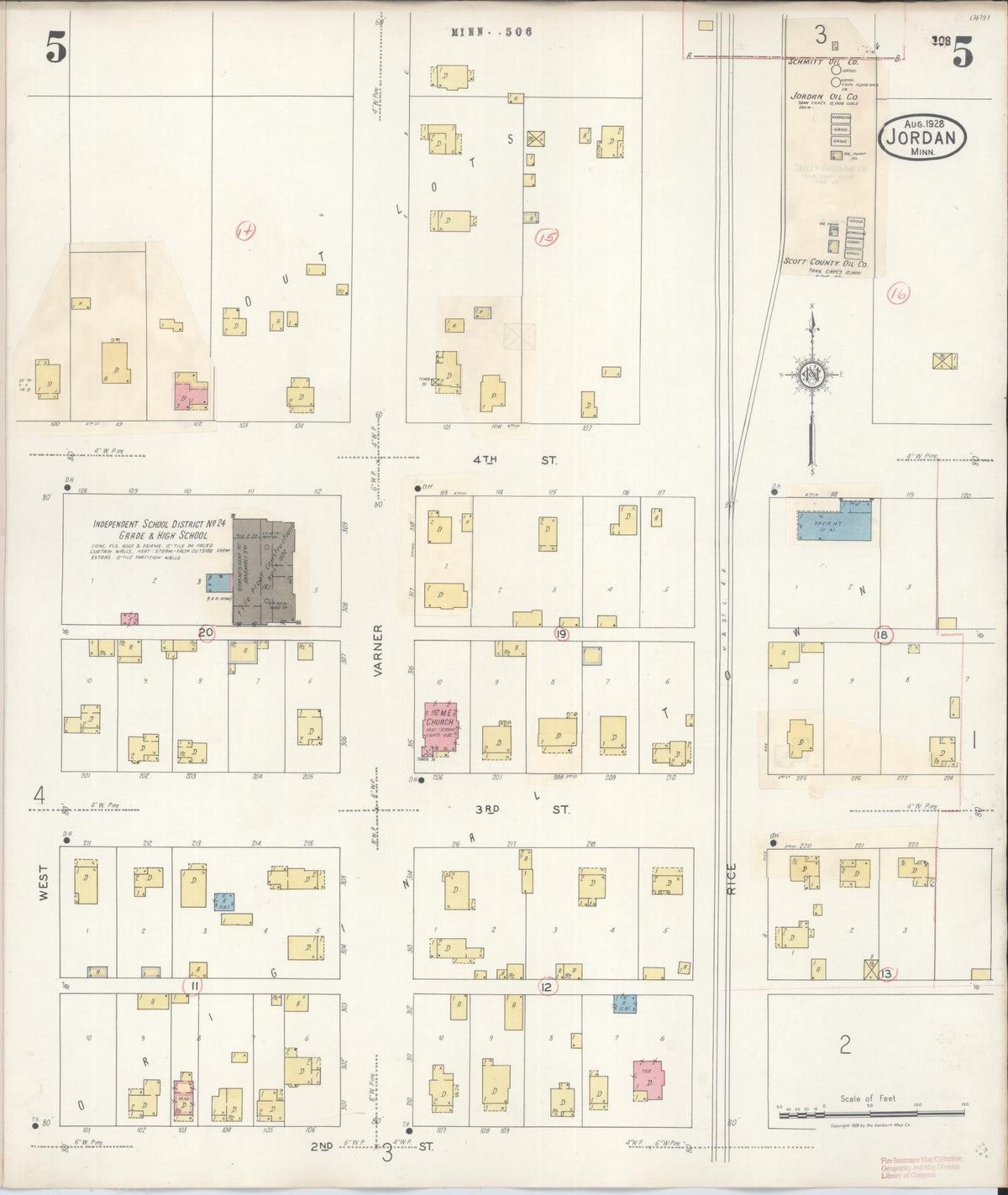 Sanborn Fire Insurance Map from Jordan, Scott County, Minnesota (1933), Sheet #0005 - Historic Sanborn Fire Insurance Map Print, vintage old map wall art, antique decor, genealogy gift, Minnesota Minnesota map