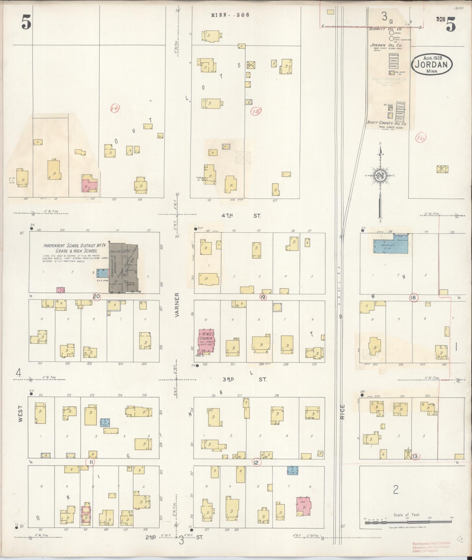 Sanborn Fire Insurance Map from Jordan, Scott County, Minnesota (1933), Sheet #0005 - Historic Sanborn Fire Insurance Map Print, vintage old map wall art, antique decor, genealogy gift, Minnesota Minnesota map