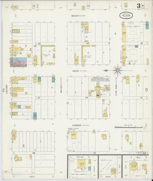 Sanborn Fire Insurance Map from Altus, Jackson County, Oklahoma (1904), Sheet #0003 - Historic Sanborn Fire Insurance Map Print, vintage old map wall art, antique decor, genealogy gift, Oklahoma Oklahoma map