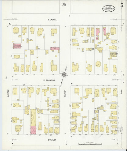 Sanborn Fire Insurance Map from Columbia, Richland County, South Carolina (1910), Sheet #0005 - Complete Map Set gallery image, historic Sanborn map, vintage wall art, South Carolina South Carolina