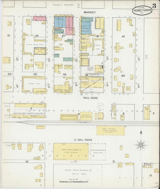 Sanborn Fire Insurance Map from Honey Grove, Fannin County, Texas (1892), Sheet #0003 - Historic Sanborn Fire Insurance Map Print, vintage old map wall art, antique decor, genealogy gift, Texas Texas map
