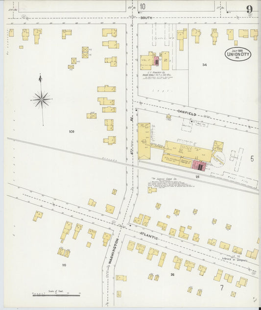 Sanborn Fire Insurance Map from Union City, Erie County, Pennsylvania (1905), Sheet #0009 - Historic Sanborn Fire Insurance Map Print, vintage old map wall art, antique decor, genealogy gift, Pennsylvania Pennsylvania map