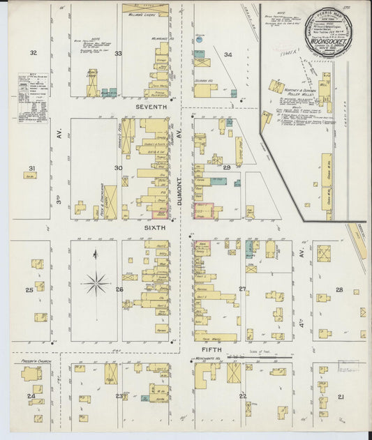 Sanborn Fire Insurance Map from Woonsocket, Sanborn County, South Dakota (1892), Sheet #0001 - Historic Sanborn Fire Insurance Map Print, vintage old map wall art, antique decor, genealogy gift, South Dakota South Dakota map