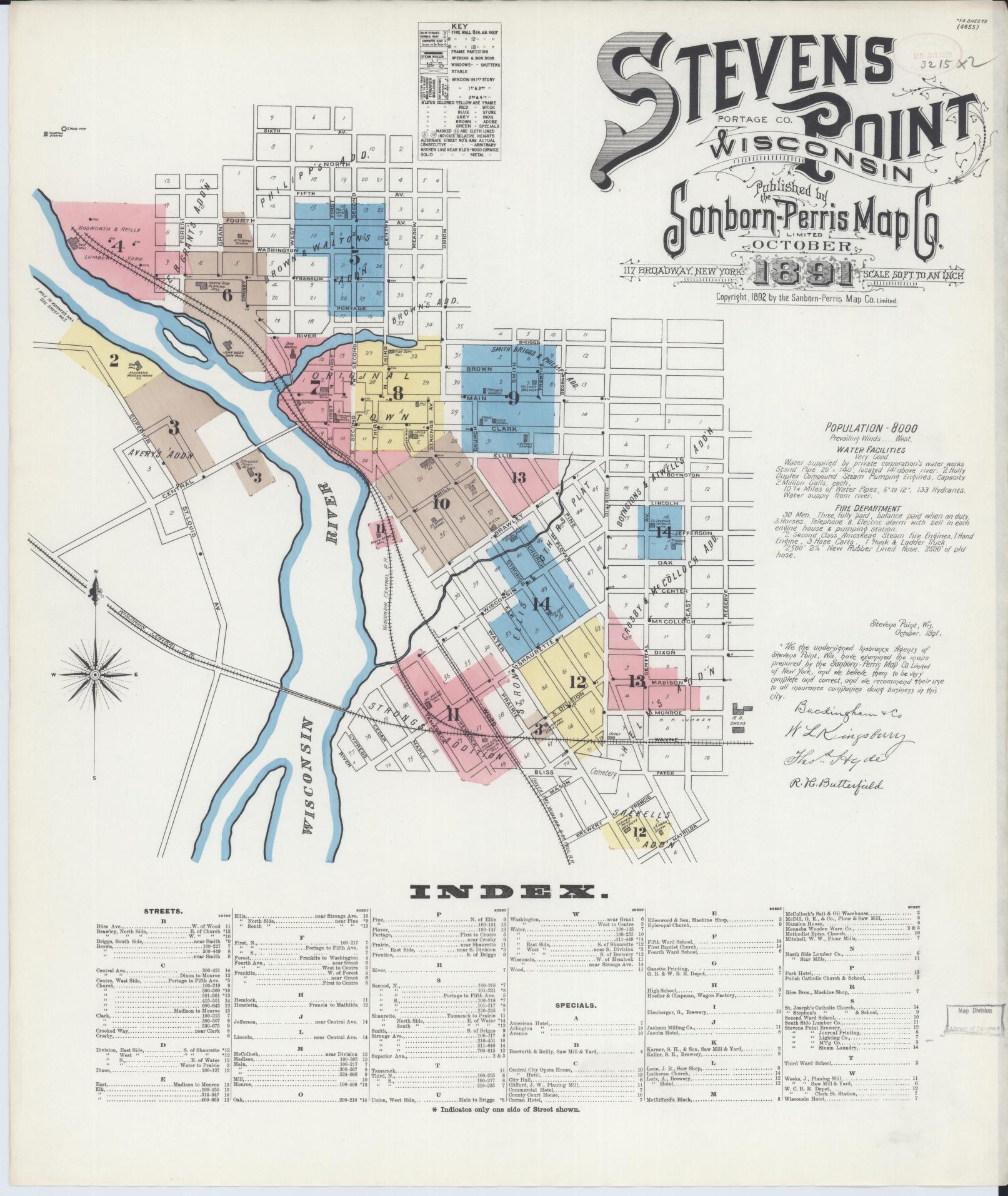 Stevens Point, Portage County, Wisconsin (1891) – Sanborn Fire Insurance Map – Map View