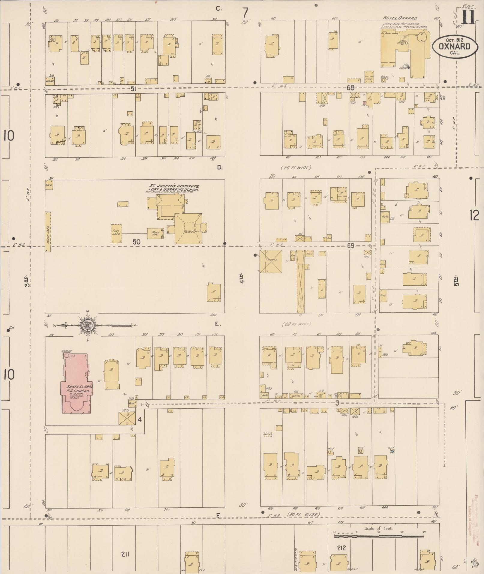 Sanborn Fire Insurance Map from Oxnard, Ventura County, California (1912), Sheet #0011 - Complete Map Set gallery image, historic Sanborn map, vintage wall art, California California