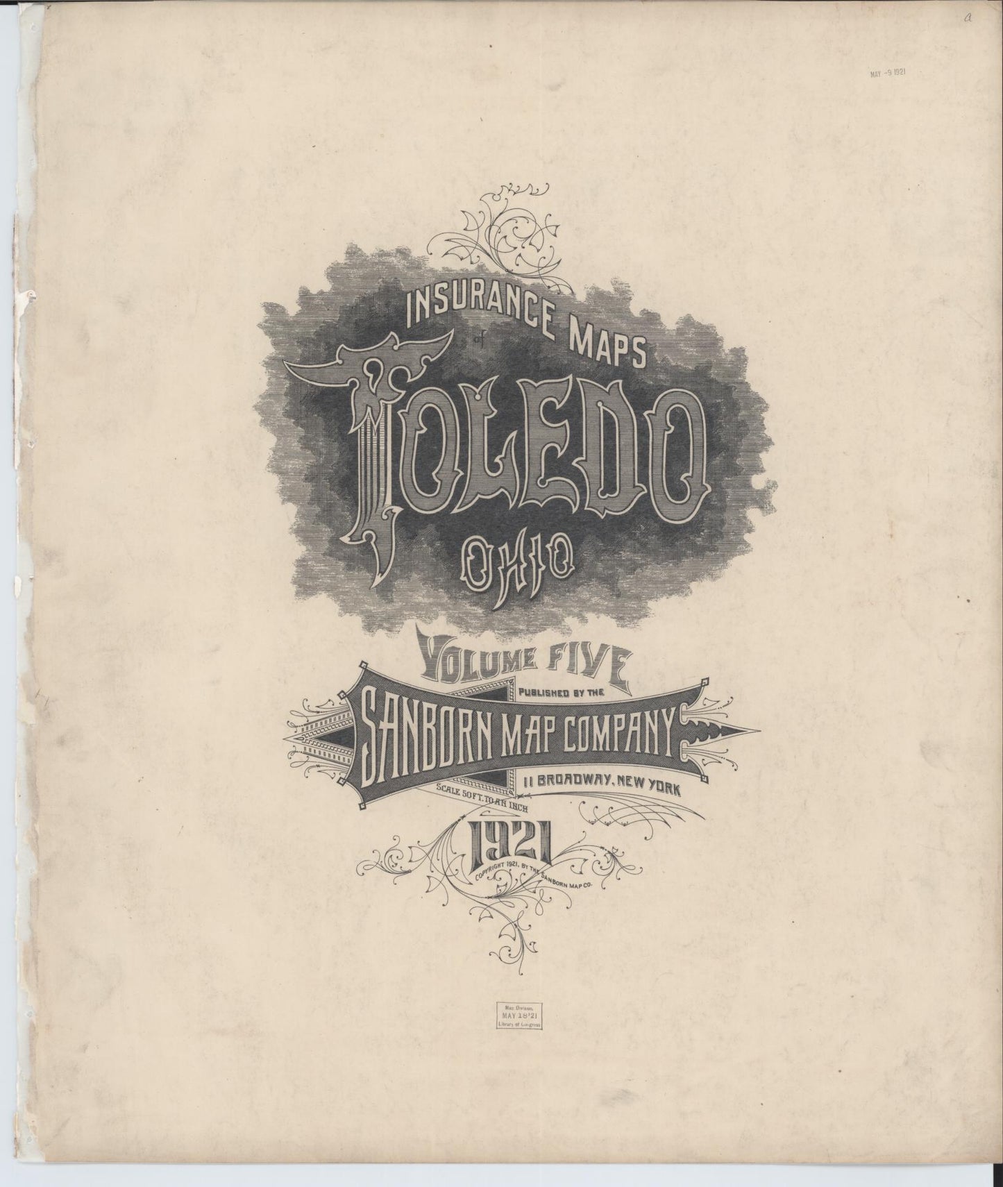 Sanborn Fire Insurance Map from Toledo, Lucas County, Ohio (1921), Sheet #0001 - Historic Sanborn Fire Insurance Map Print, vintage old map wall art, antique decor, genealogy gift, Ohio Ohio map