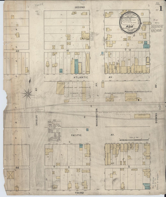 Sanborn Fire Insurance Map from Ada, Norman County, Minnesota (1894), Sheet #0001 - Complete Map Set gallery image, historic Sanborn map, vintage wall art, Minnesota Minnesota