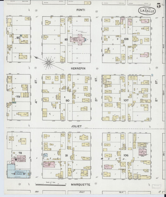 Sanborn Fire Insurance Map from La Salle, La Salle County, Illinois (1888), Sheet #0005 - Historic Sanborn Fire Insurance Map Print, vintage old map wall art, antique decor, genealogy gift, Illinois Illinois map