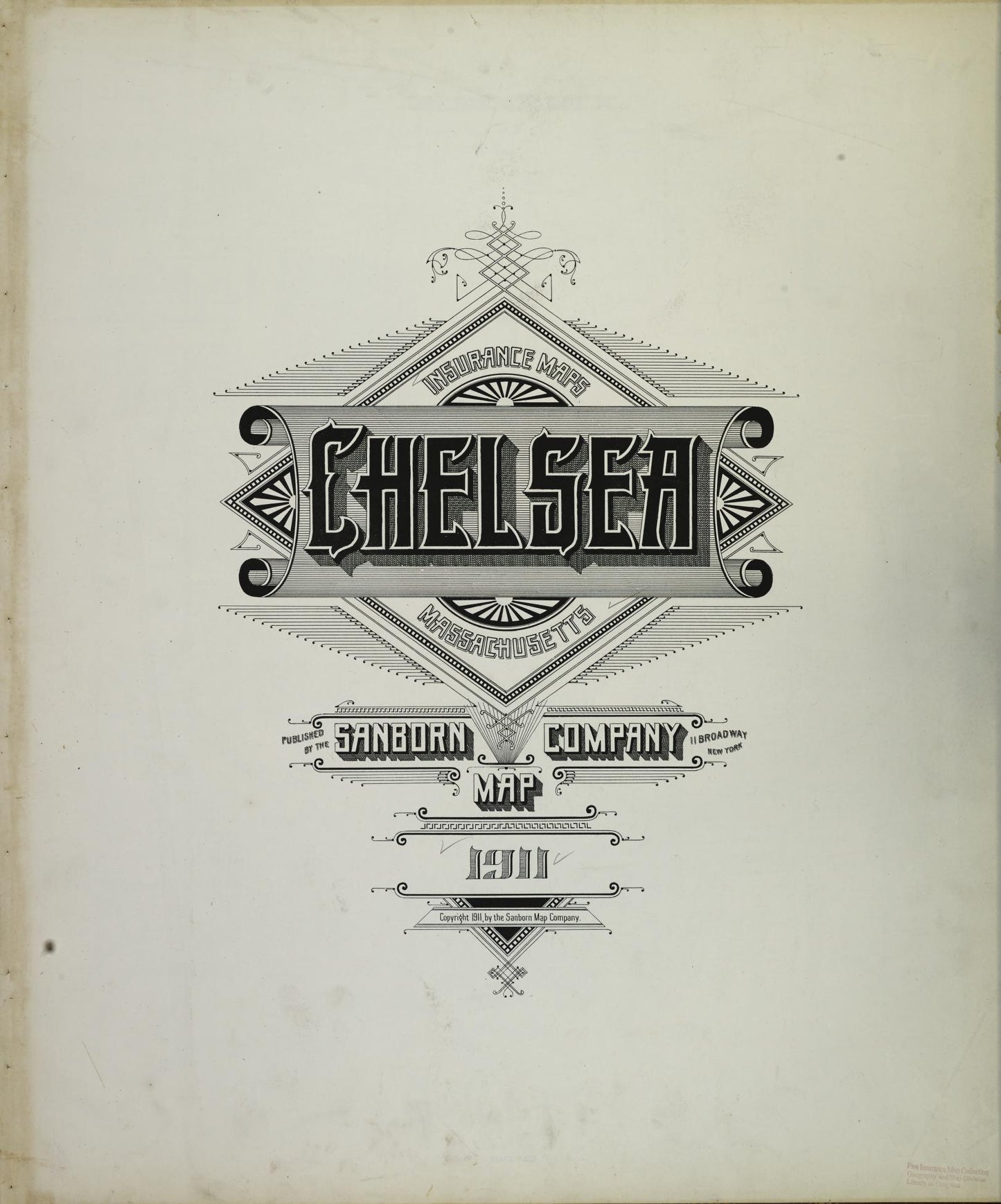 Sanborn Fire Insurance Map from Chelsea, Suffolk County, Massachusetts (1911), Sheet #0001 - Historic Sanborn Fire Insurance Map Print, vintage old map wall art, antique decor, genealogy gift, Massachusetts Massachusetts map