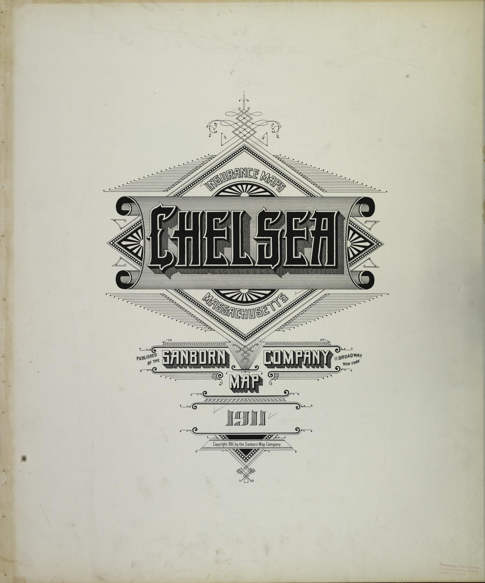 Sanborn Fire Insurance Map from Chelsea, Suffolk County, Massachusetts (1911), Sheet #0001 - Historic Sanborn Fire Insurance Map Print, vintage old map wall art, antique decor, genealogy gift, Massachusetts Massachusetts map