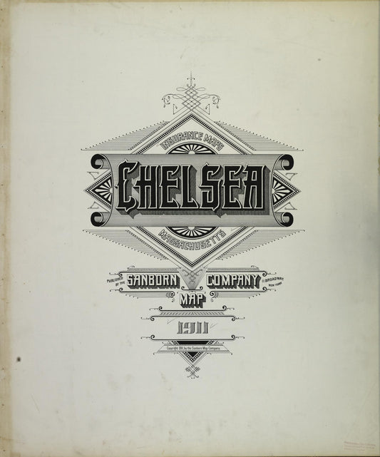 Sanborn Fire Insurance Map from Chelsea, Suffolk County, Massachusetts (1911), Sheet #0001 - Historic Sanborn Fire Insurance Map Print, vintage old map wall art, antique decor, genealogy gift, Massachusetts Massachusetts map