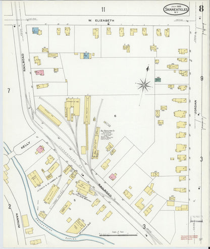 Sanborn Fire Insurance Map from Skaneateles, Onondaga County, New York (1909), Sheet #0008 - Historic Sanborn Fire Insurance Map Print, vintage old map wall art, antique decor, genealogy gift, New York New York map