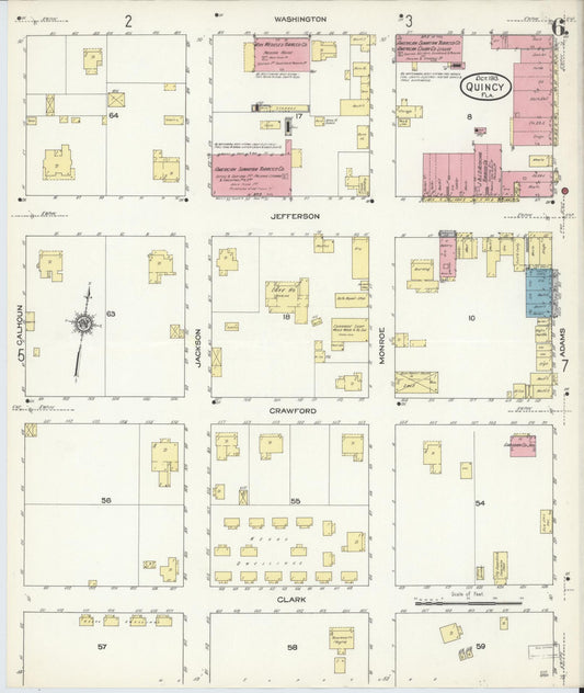 Sanborn Fire Insurance Map from Quincy, Gadsden County, Florida (1913), Sheet #0006 - Historic Sanborn Fire Insurance Map Print, vintage old map wall art, antique decor, genealogy gift, Florida Florida map