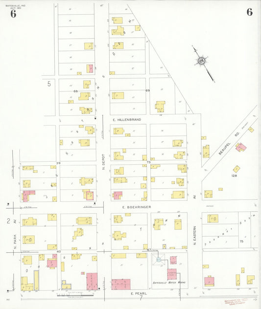 Sanborn Fire Insurance Map from Batesville, Ripley County, Indiana (1931), Sheet #0006 - Historic Sanborn Fire Insurance Map Print, vintage old map wall art, antique decor, genealogy gift, Indiana Indiana map